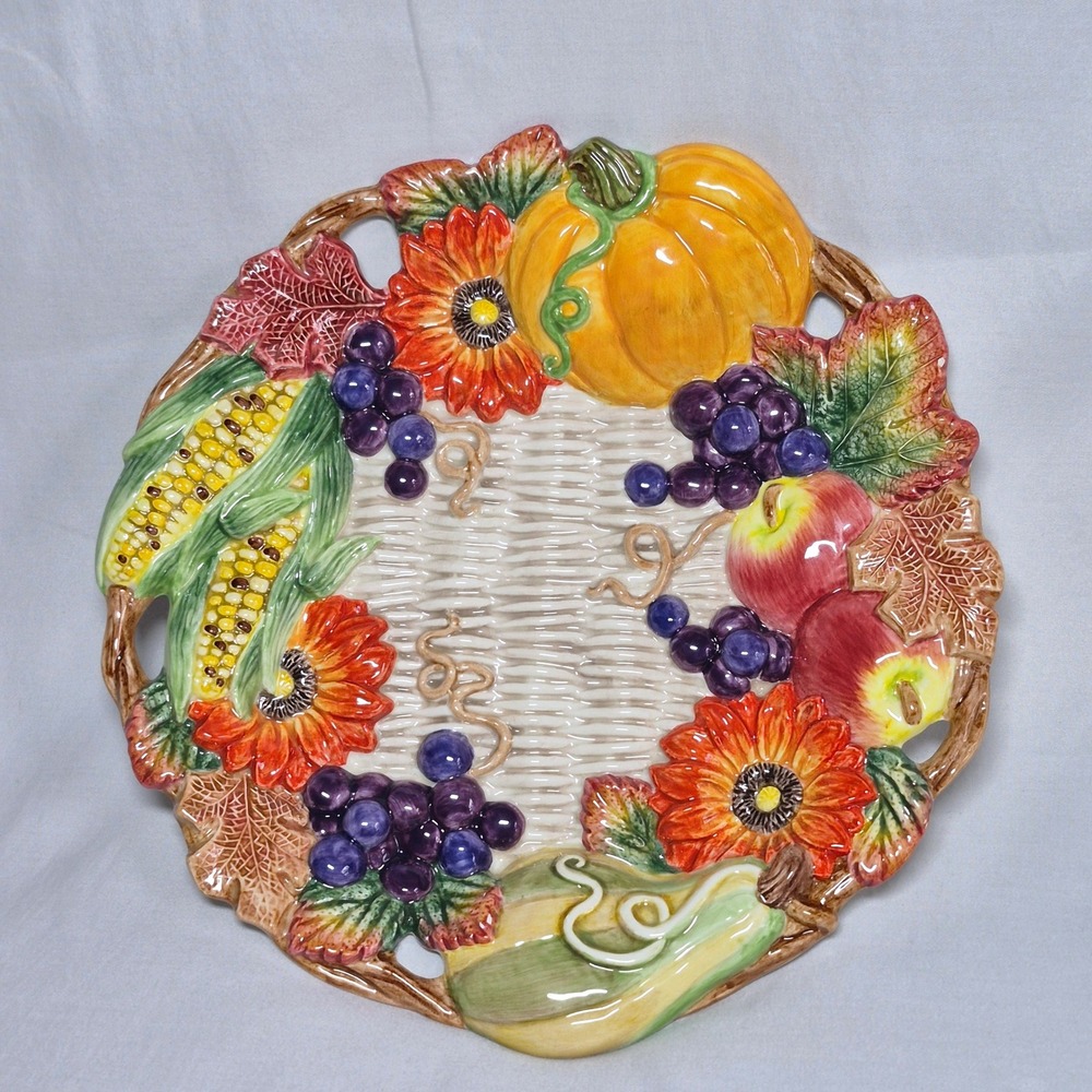 Fitz and Floyd vintage Autumn Bounty ceramic decorative plate - Picture 2 of 12